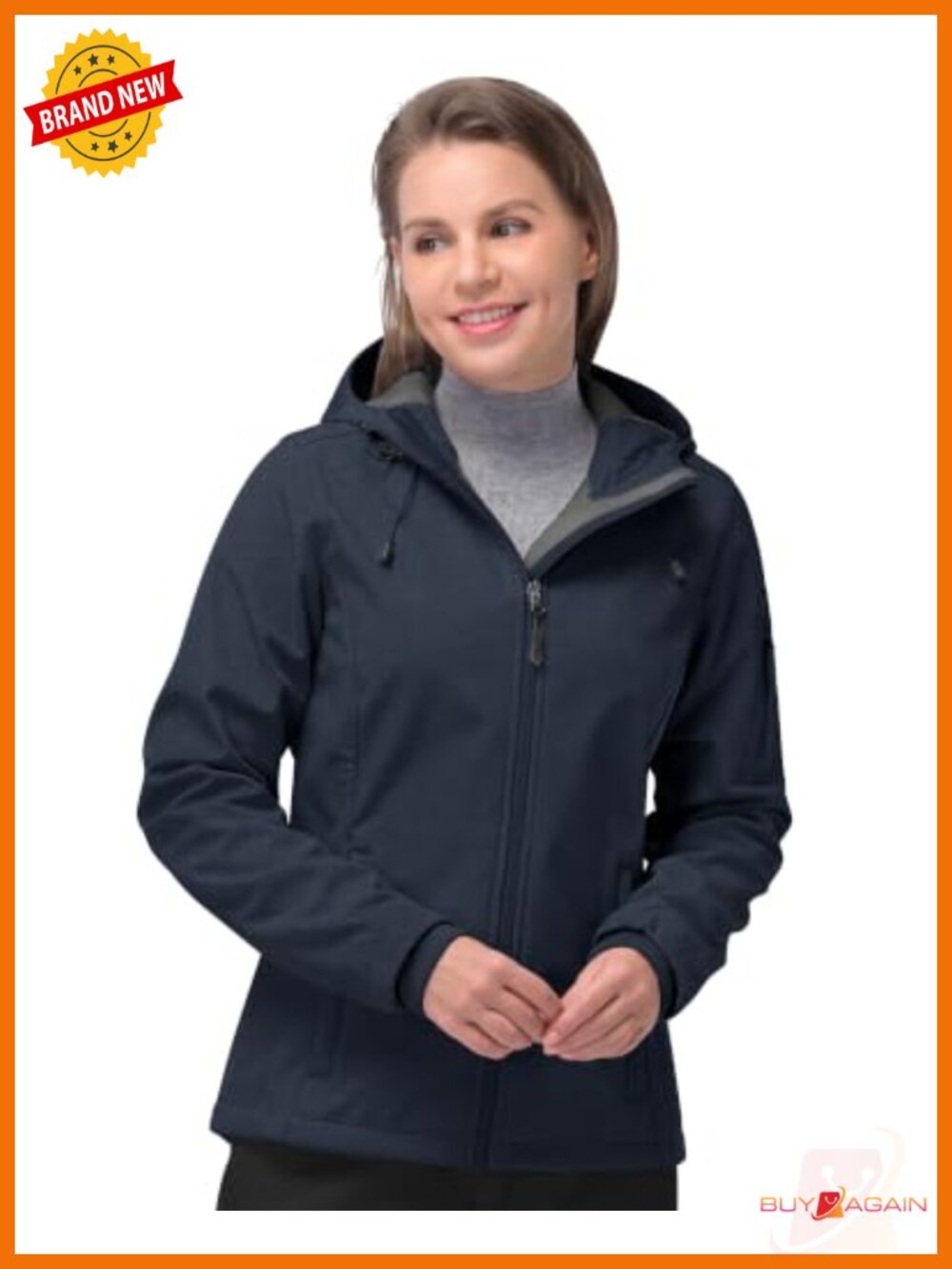 Women's Softshell Jacket Waterproof Hooded Fleece Lined Rain Coat